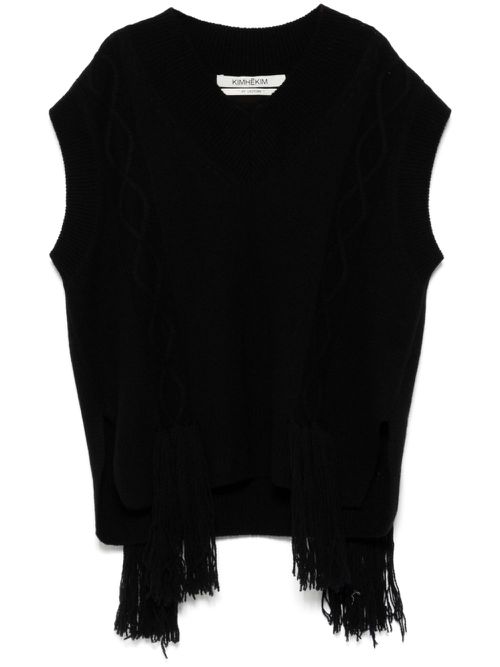 Fringe detailing vest - Black