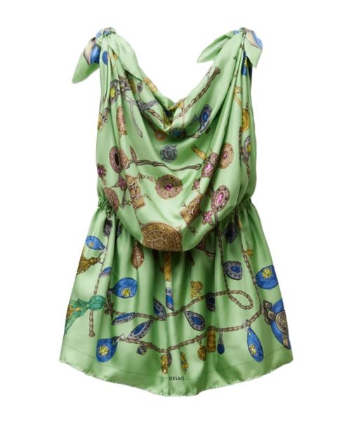 Printed silk twill mini dress