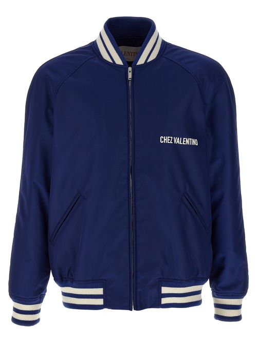 Logo-Embroidered Polyamide Bomber Jacket — Navy
