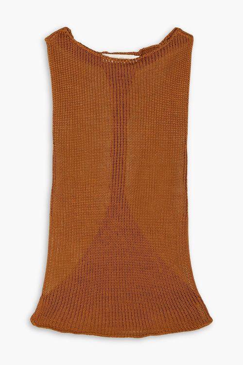 Rubina cutout crocheted Pima cotton top - Brown - XXL