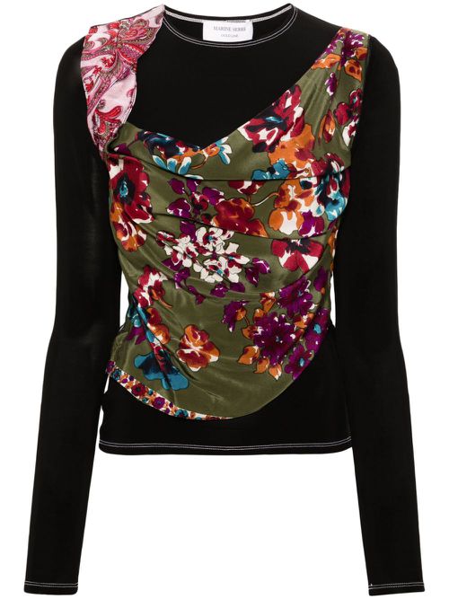 Regenerated Scarves draped T-shirt - Black