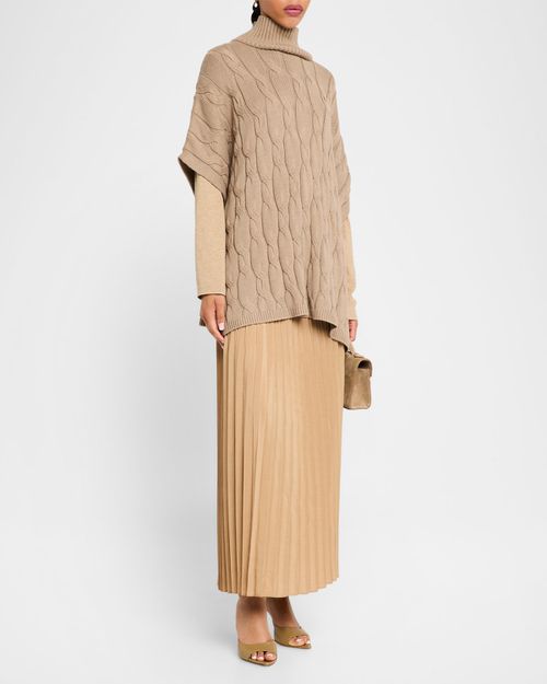 Cable-Knit Turtleneck Poncho