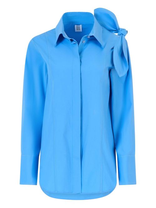 Rosie Assoulin knotted poplin shirt - Blue
