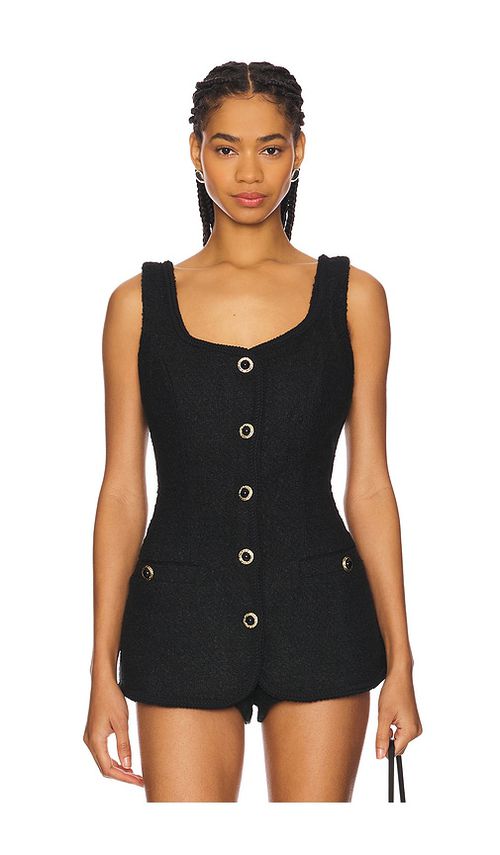 MAJORELLE Gabrielle Tweed Top in Black. - S also in