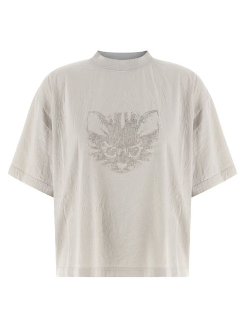 Kittycat Graphic Cotton T-Shirt — White