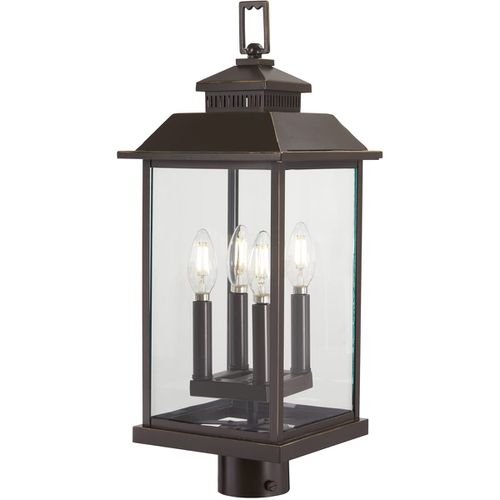 Miner'S Loft 4-Light 23" Outdoor Post Light in Oil Rubbed Bronze with Gold High