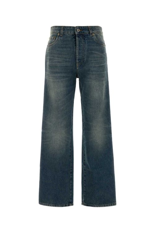 Wide-Leg Denim Jeans — Blue