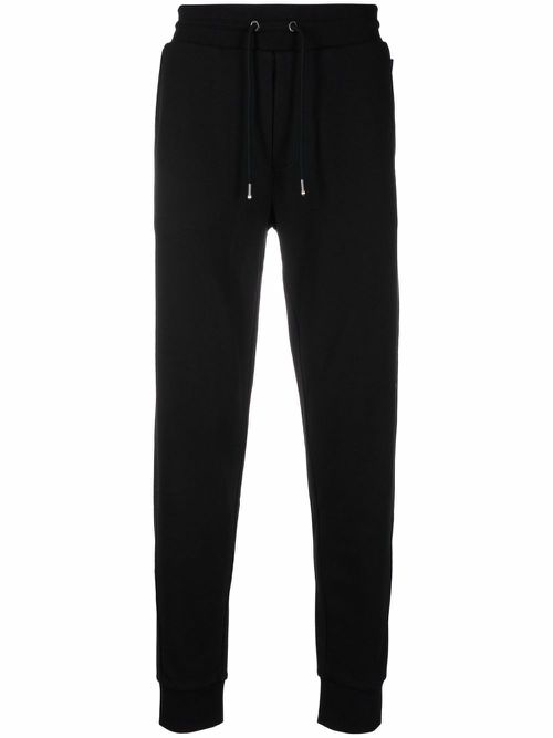 Slim-cut cotton track pants - Black