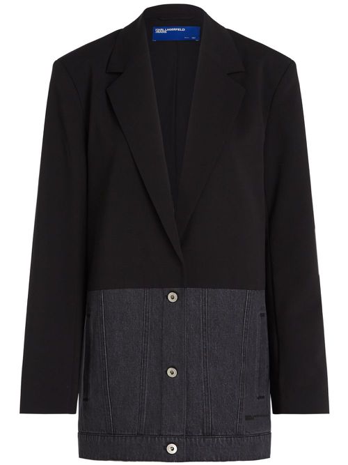 Mixed-material blazer - Black