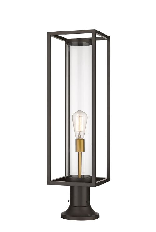 Dunbroch 1-Light Outdoor Pier Mounted Fixture Light In Deep Bronze With Outdoor Bra