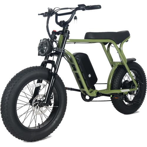 Garvee Electric Mountain Bike for Adults 20" x 4.0 Fat Tire, E-Bike 750W Motor 48V 15. Removable Battery, Max Speed 40MPH, Shi mano - green / 750W
