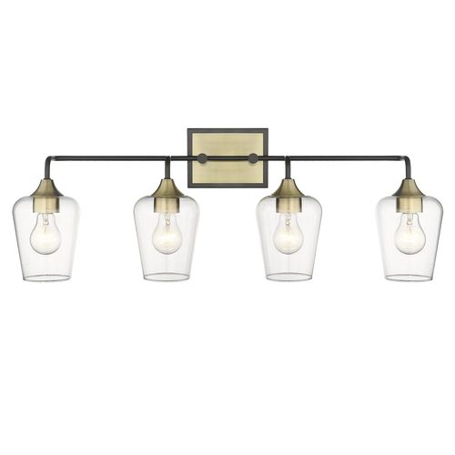 Antique Brass and Black Four Light Vanity from the Gladys Collection
