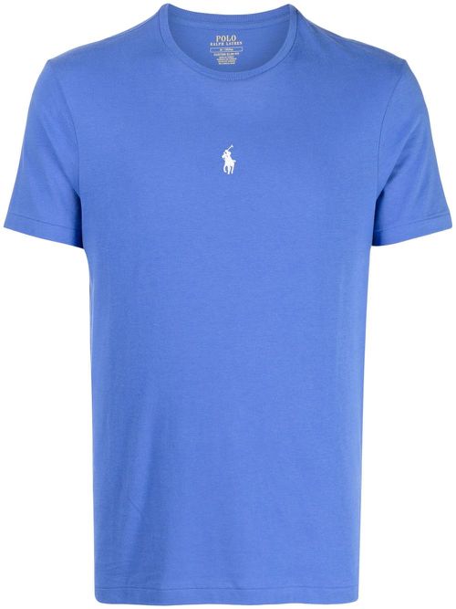 Logo-embroidered slim fit t-shirt - Blue