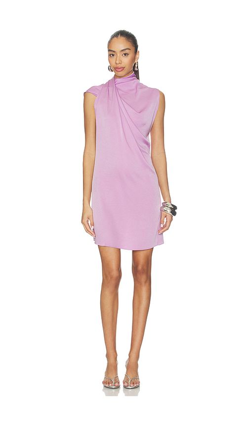 Atlein Draped Neckline Sleeveless Dress in Pink. - 34/0 also /2, 38/4