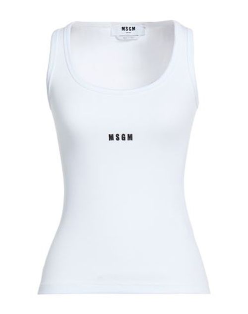 Woman Tank top White Size S Cotton, Elastane