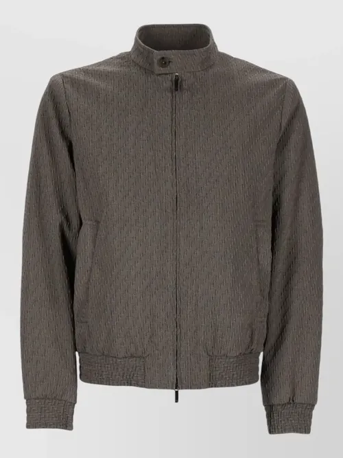 Emporio Armani - stand collar textured blouson jacket