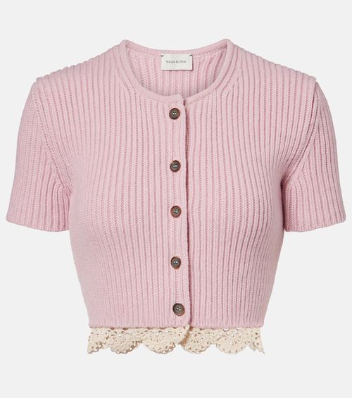 Crochet-trimmed cashmere top