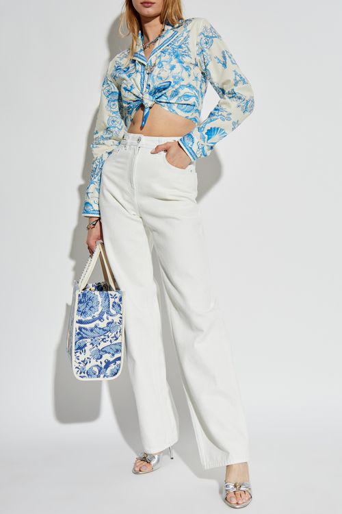 Versace Top With `Coral Theatre Allover` Print, Women's, Blue