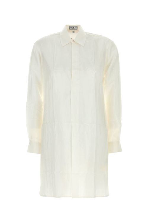 THE ROSE IBIZA White Teal green silk Reynal shirt dre