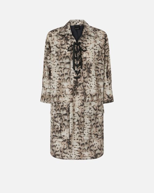 Mini dress with snake print and neckline ribbons - 36