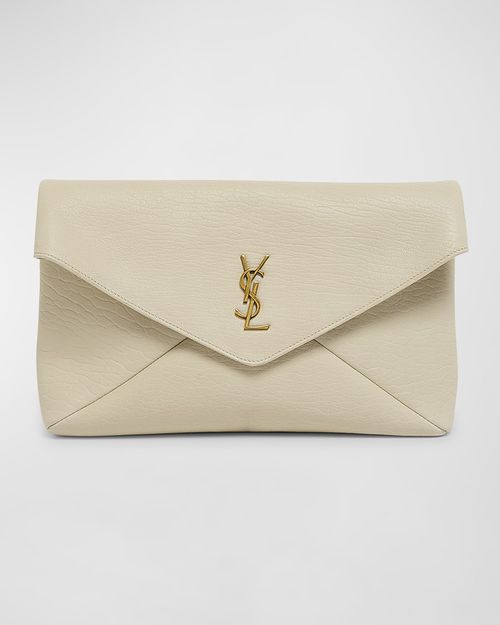 Large YSL Envelope Pouch Clutch Bag in Leather