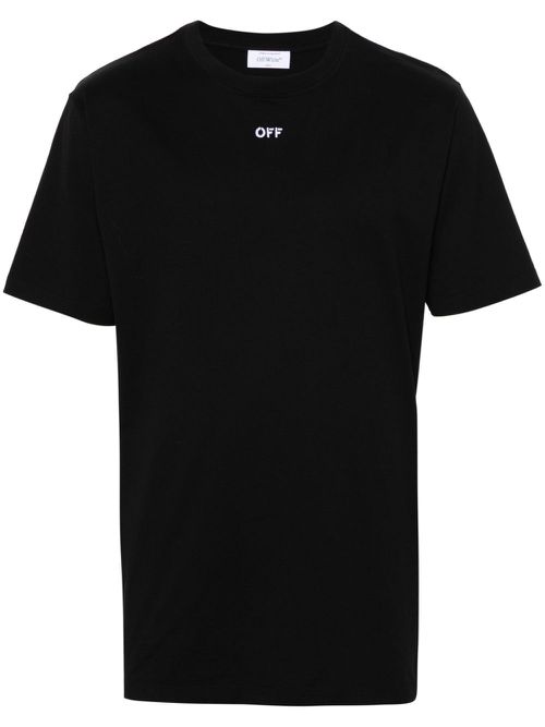 Logo-embroidered cotton T-shirt - Black