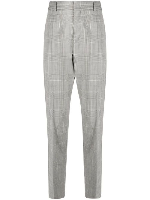 Check-print cotton tailored trousers - Grey