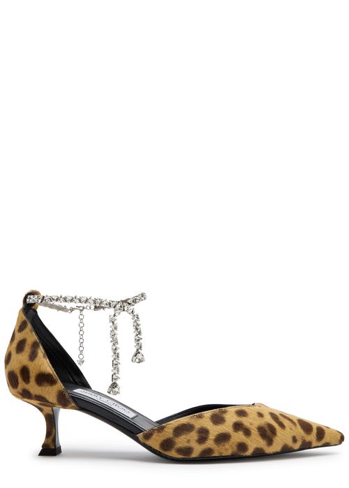 Jimmy Choo Stevie 50 Leopard-print Calf-hair Pumps