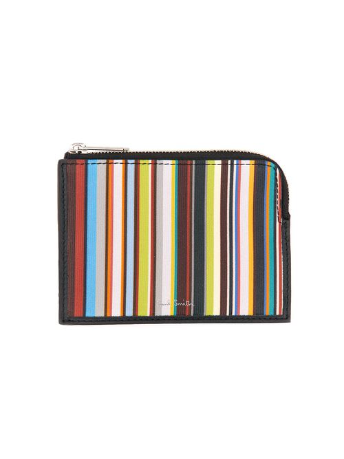 Signature stripe zipper wallet