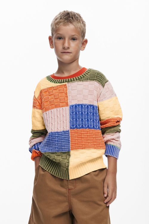 Knit sweater with patche
