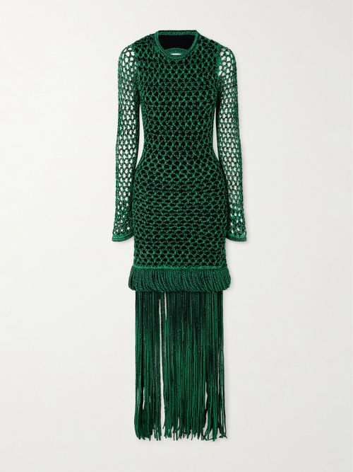 + The Vanguard Medusa Open-back Crocheted Cotton-blend Dress - Green