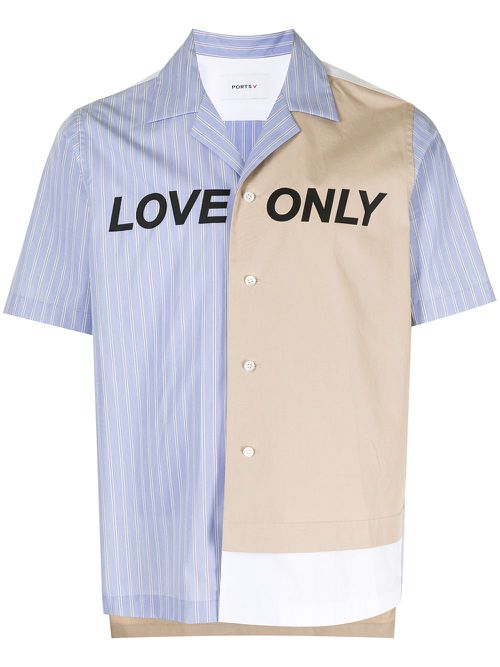 Love Only print panelled shirt - Blue