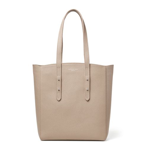Essential Leather Tote Bag in Soft Taupe Pebble