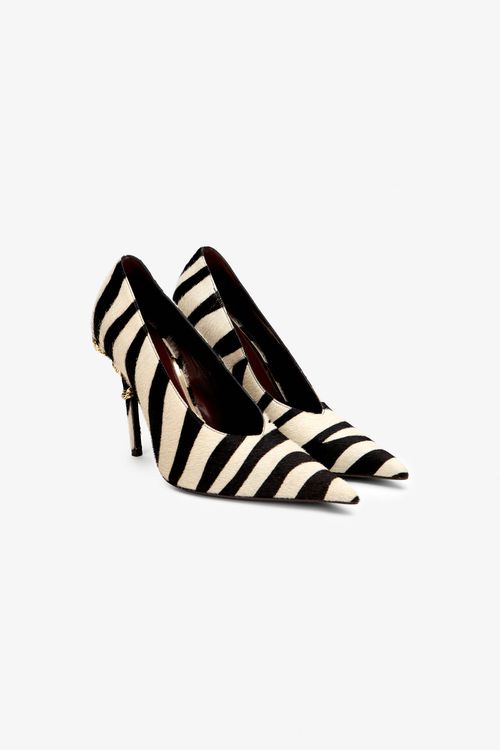 Pumps Serpentine In Leather With Zebra Print