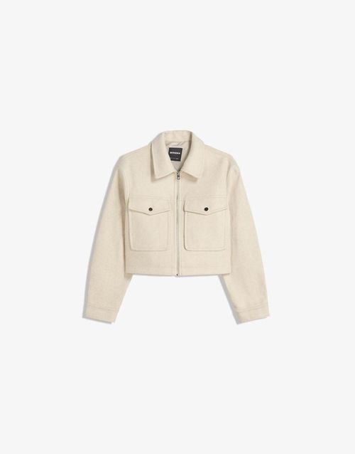 Soft felt texture jacket in beige-Neutral
