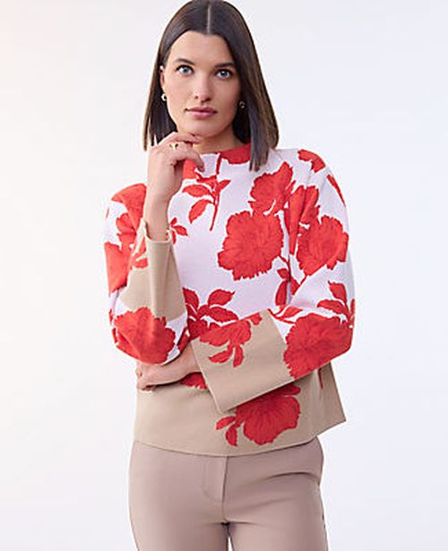 Ann Taylor Floral Jacquard Sweater