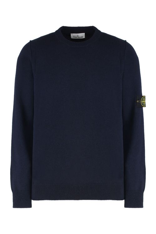 Wool-Blend Crew-Neck Sweater — Navy