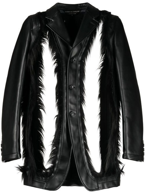 Cutout faux-fur blazer - Black