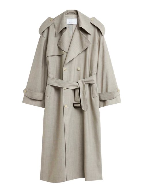 Dursley Oversized Double-breasted Belted Woven Trench Coat