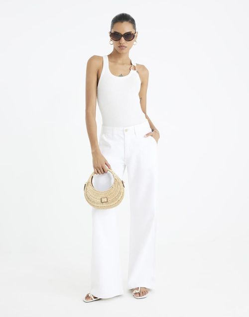 Low rise baggy wide leg jeans in white