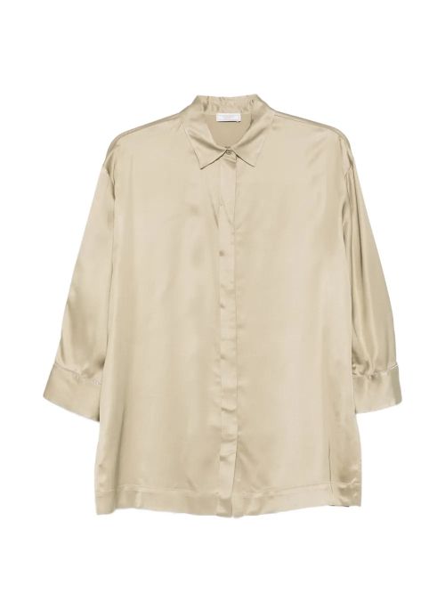 Buttoned-Cuff Viscose Shirt — Taupe