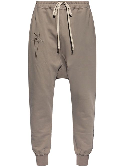 Logo-embroidered cotton track pants - Grey