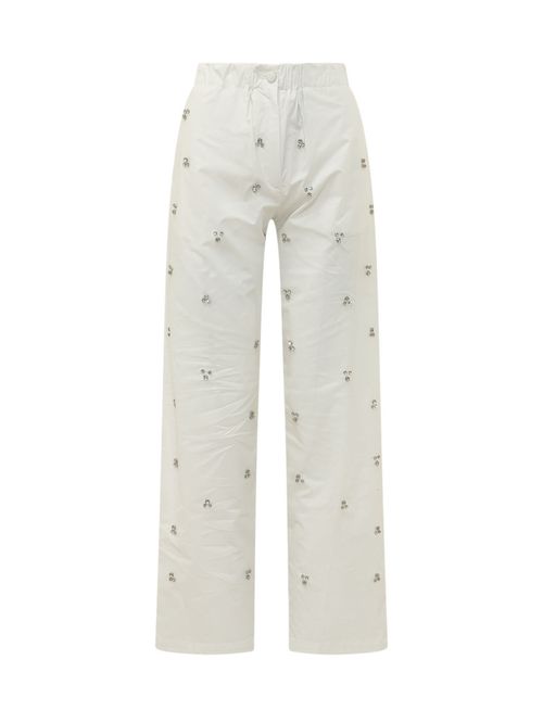 White Straight Drawstring Pants