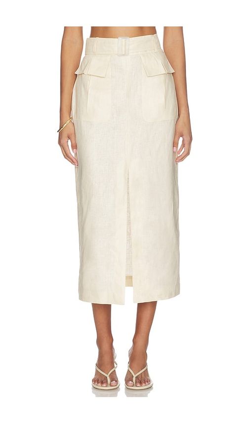 MATTHEW BRUCH Cargo Midi Skirt in Cream. 0 also , 4