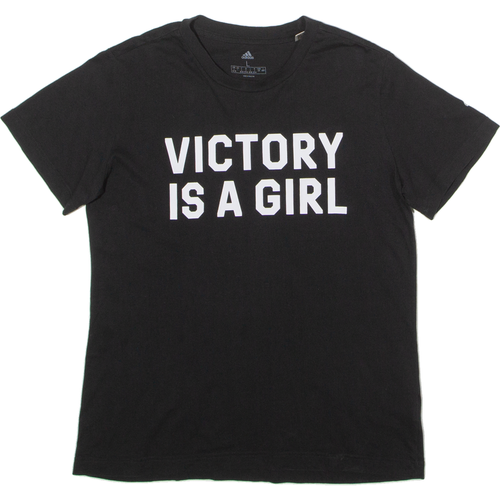 ADIDAS Victory Is A Girl Womens T-Shirt Black Crew Neck