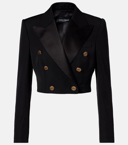 Cropped wool and silk-blend jacket