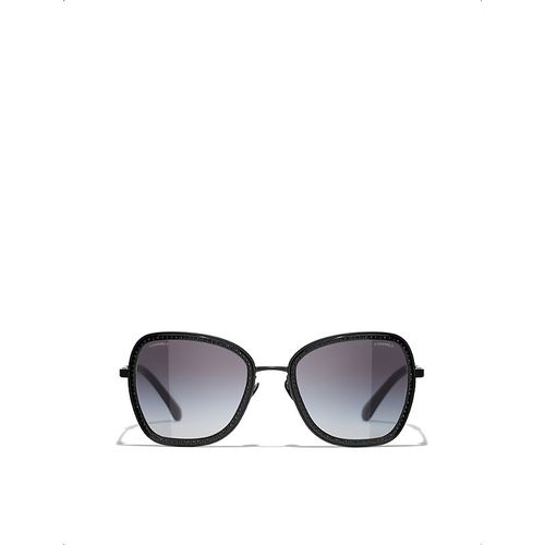 Womens Black Square Sunglasses