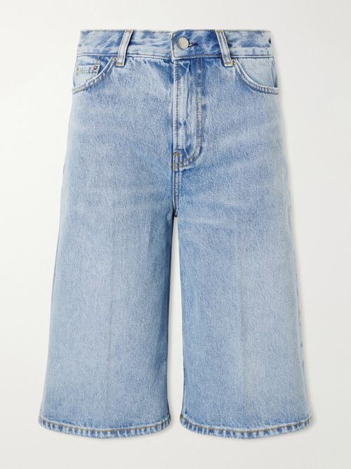 Organic Denim Straight-leg Shorts - Blue