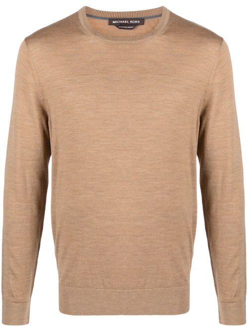 Crew-neck merino wool jumper - Brown