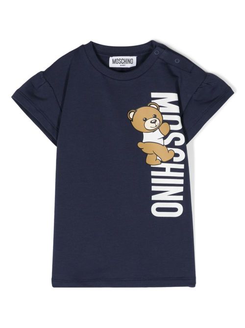 Teddy Bear printed cotton T-shirt - Blue